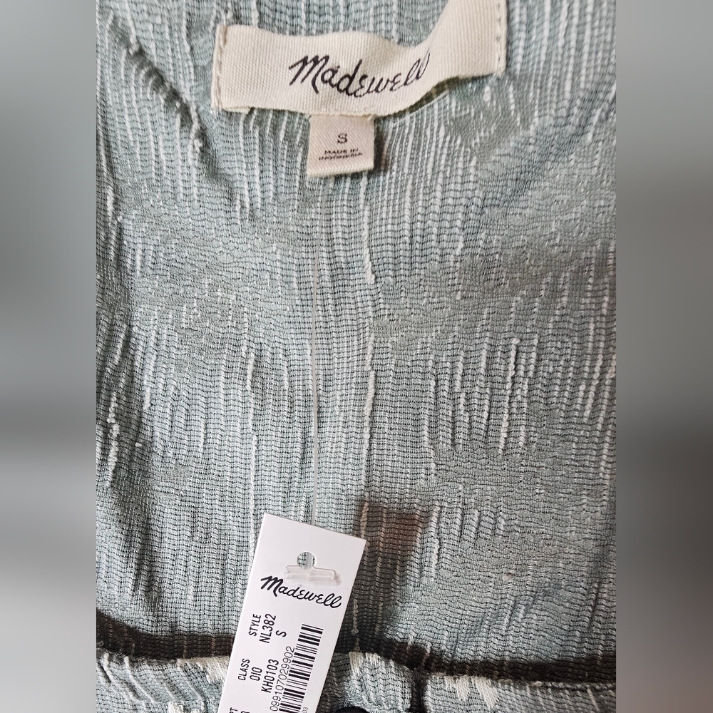 NWT Madewell Women's Sage Jacquard Square-Neck Button-Front Crop Tank Sz S - Picture 6 of 10